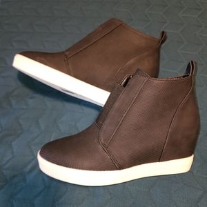 Black Wedge Slip On Sneakers